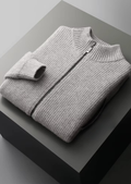 Pure Extra-Fine Merino Wool Ribbed Cardigan