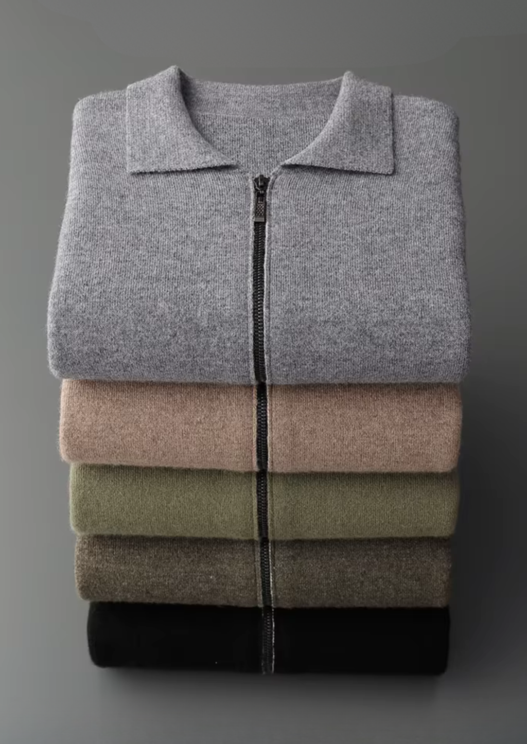 Pure Extra-Fine Merino Wool Polo Zip Cardigan