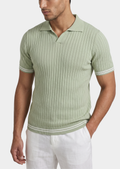 Pierre Pistache Ribbed Buttonless Polo