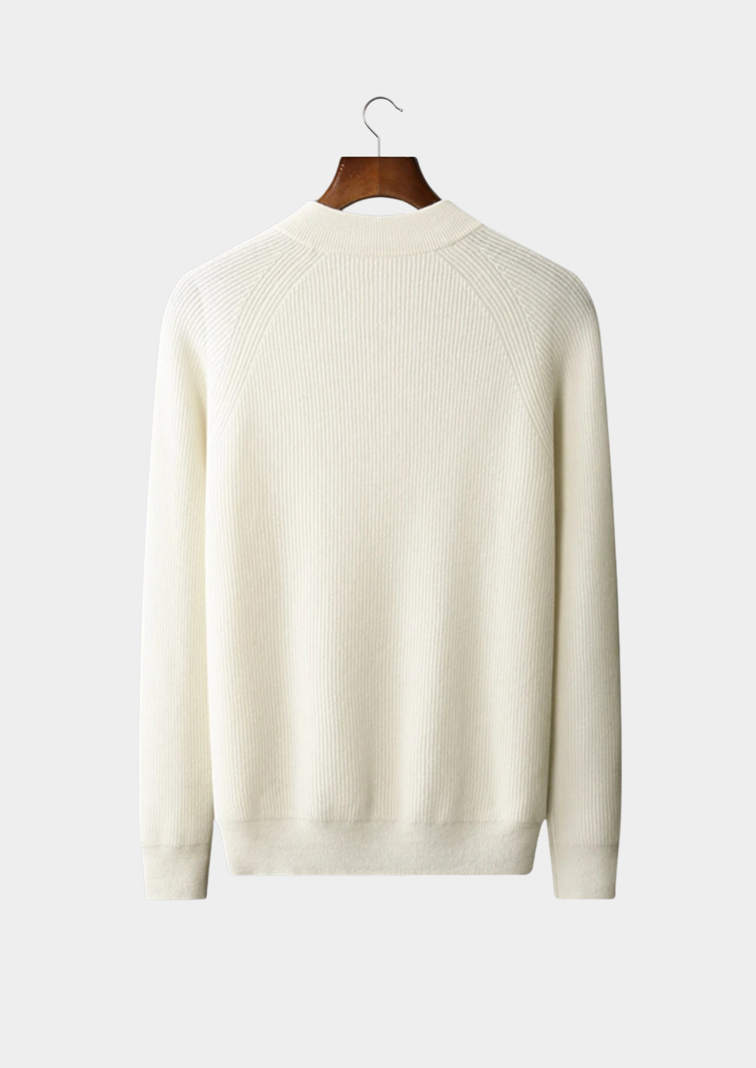 Premium Cashmere Classic Ribbed Henley Sweater