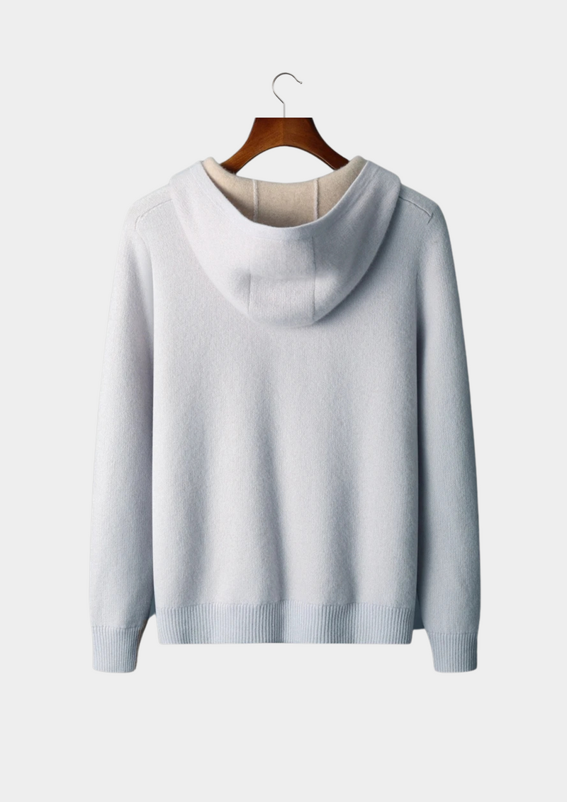 PREMIUM CASHMERE TWO -TONE ZIPPER HOODIE
