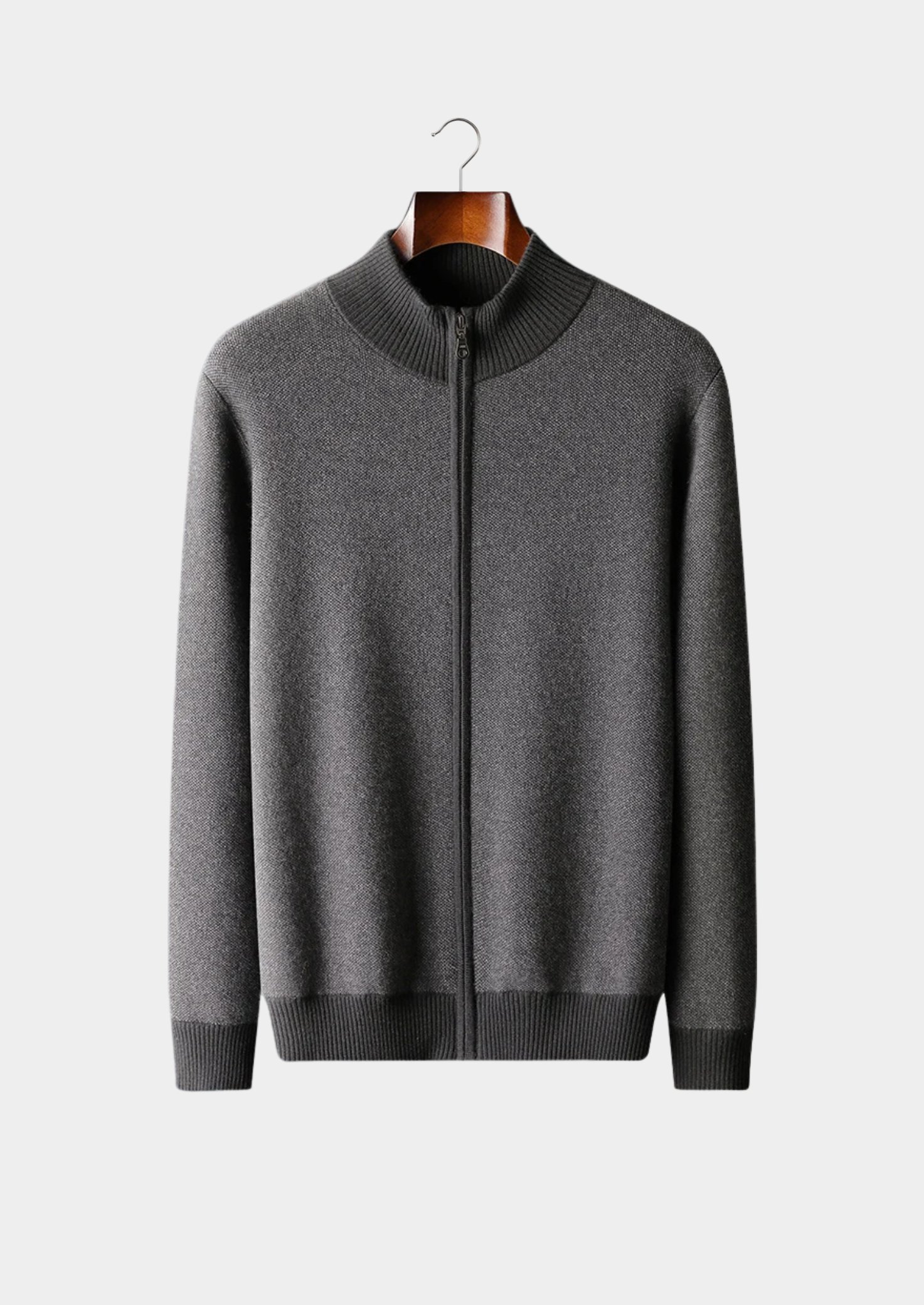 Premium Cashmere Jacquard Zip Cardigan