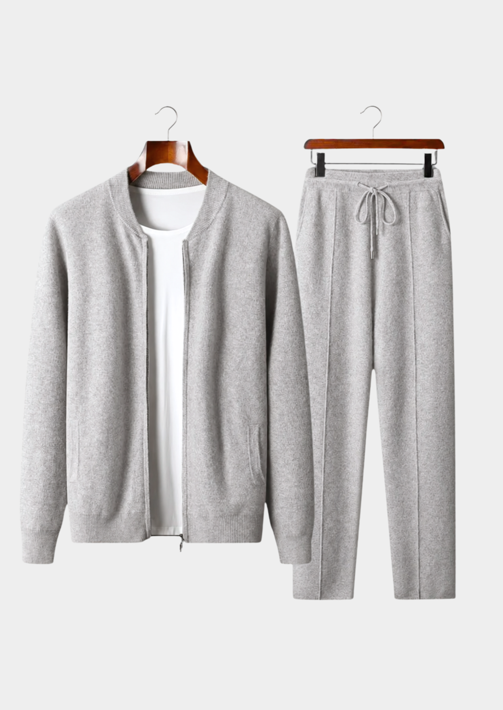 Pure Extra-Fine Merino Wool Light Gray Falconi Set