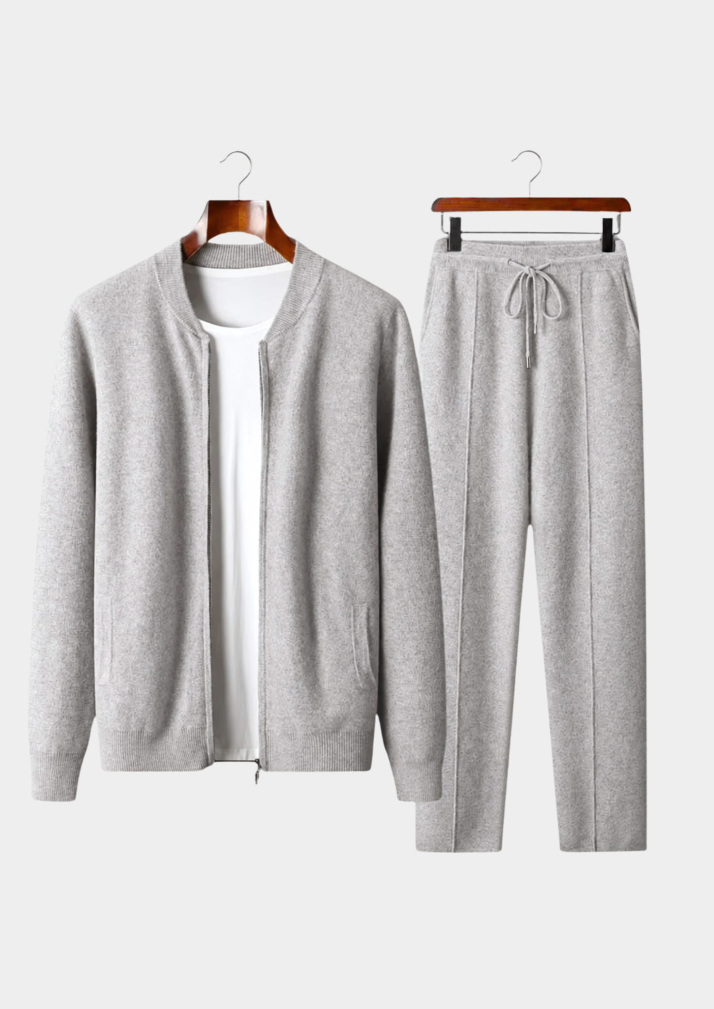 Pure Extra-Fine Merino Wool Light Gray Falconi Set