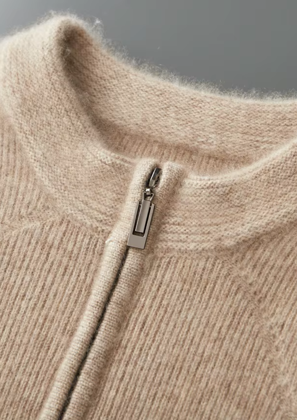 Pure Extra-Fine Merino Wool Ribbed Zip Cardigan