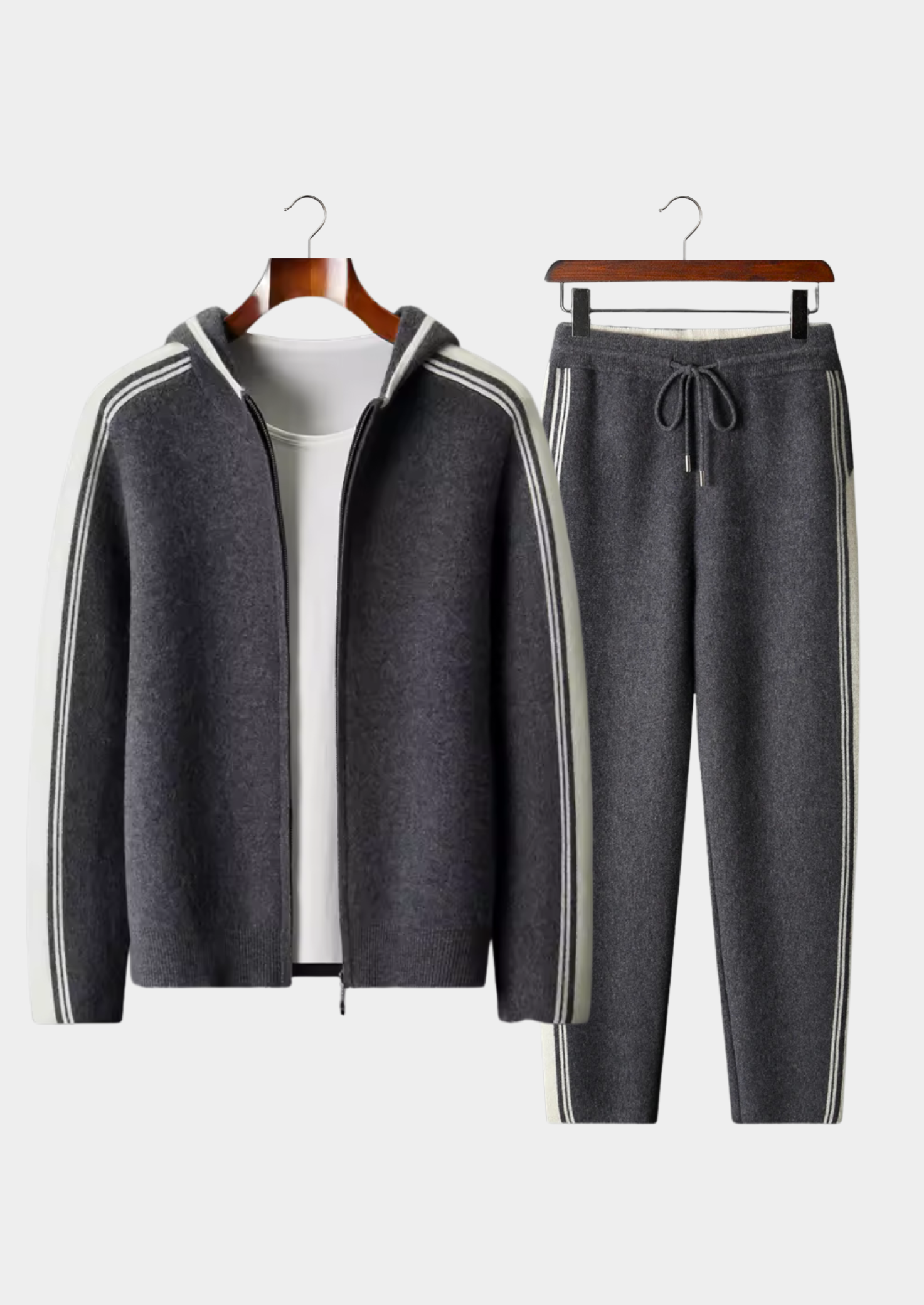 Pure Extra-Fine Merino Wool Dark Gray Damien Set