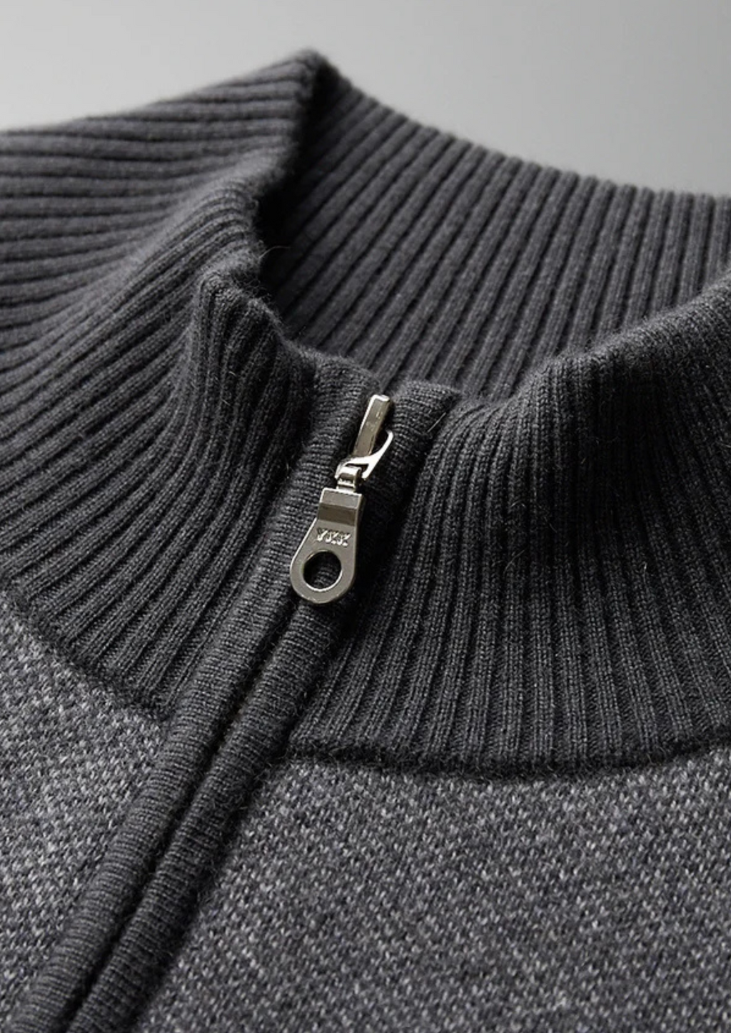 Premium Cashmere Jacquard Zip Cardigan