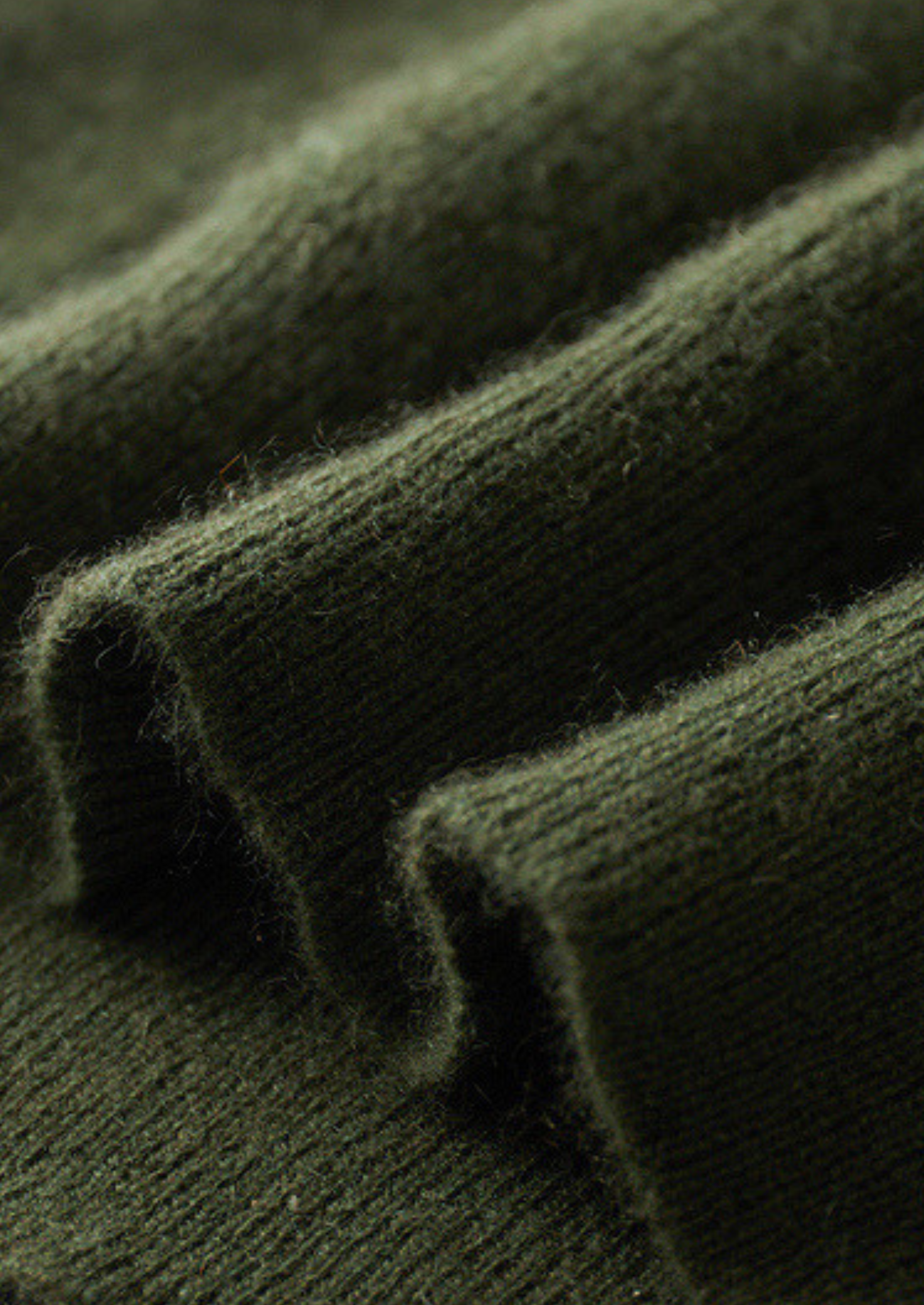 Pure Cashmere Olive Ribbed Half Zip