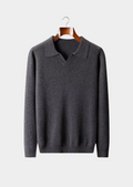 Pure Extra-Fine Merino Wool Ribbed Buttonless Polo