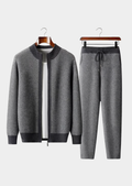 Pure Extra-Fine Merino Wool Gray Herringbone Set