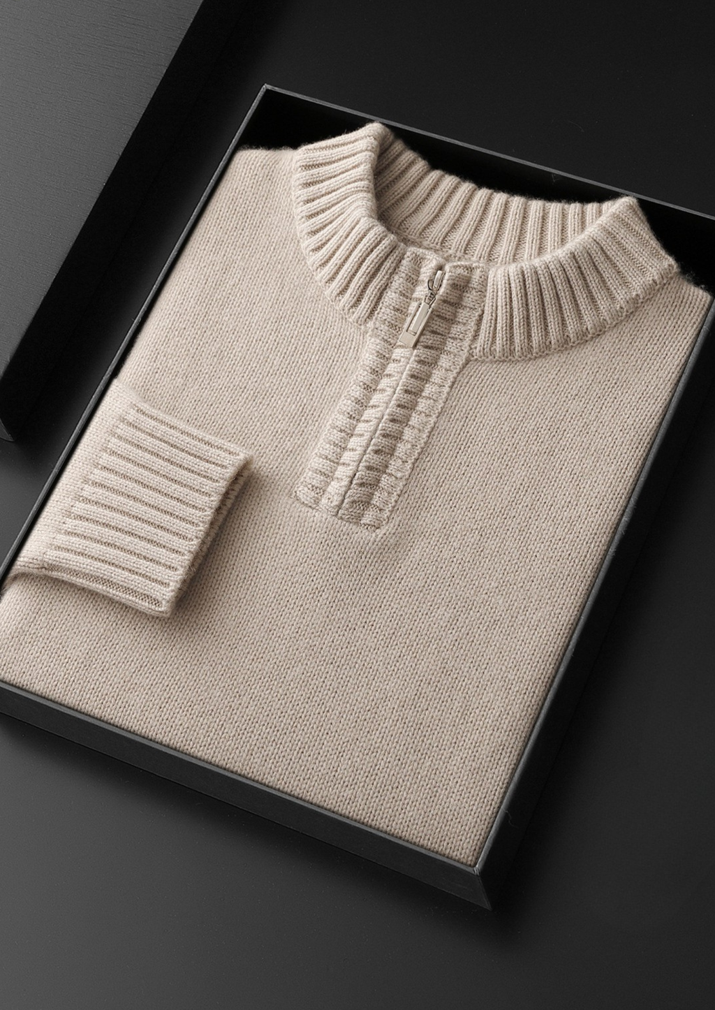Pure Cashmere Off White Half Zip Sweater