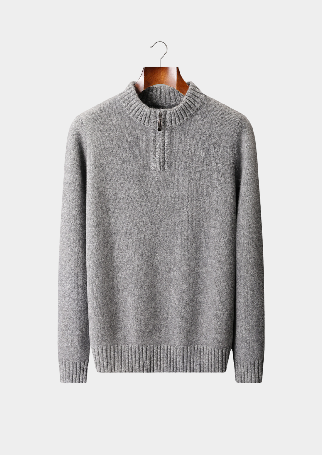 Pure Cashmere Light Gray Half Zip Sweater