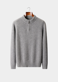 Pure Cashmere Light Gray Half Zip Sweater