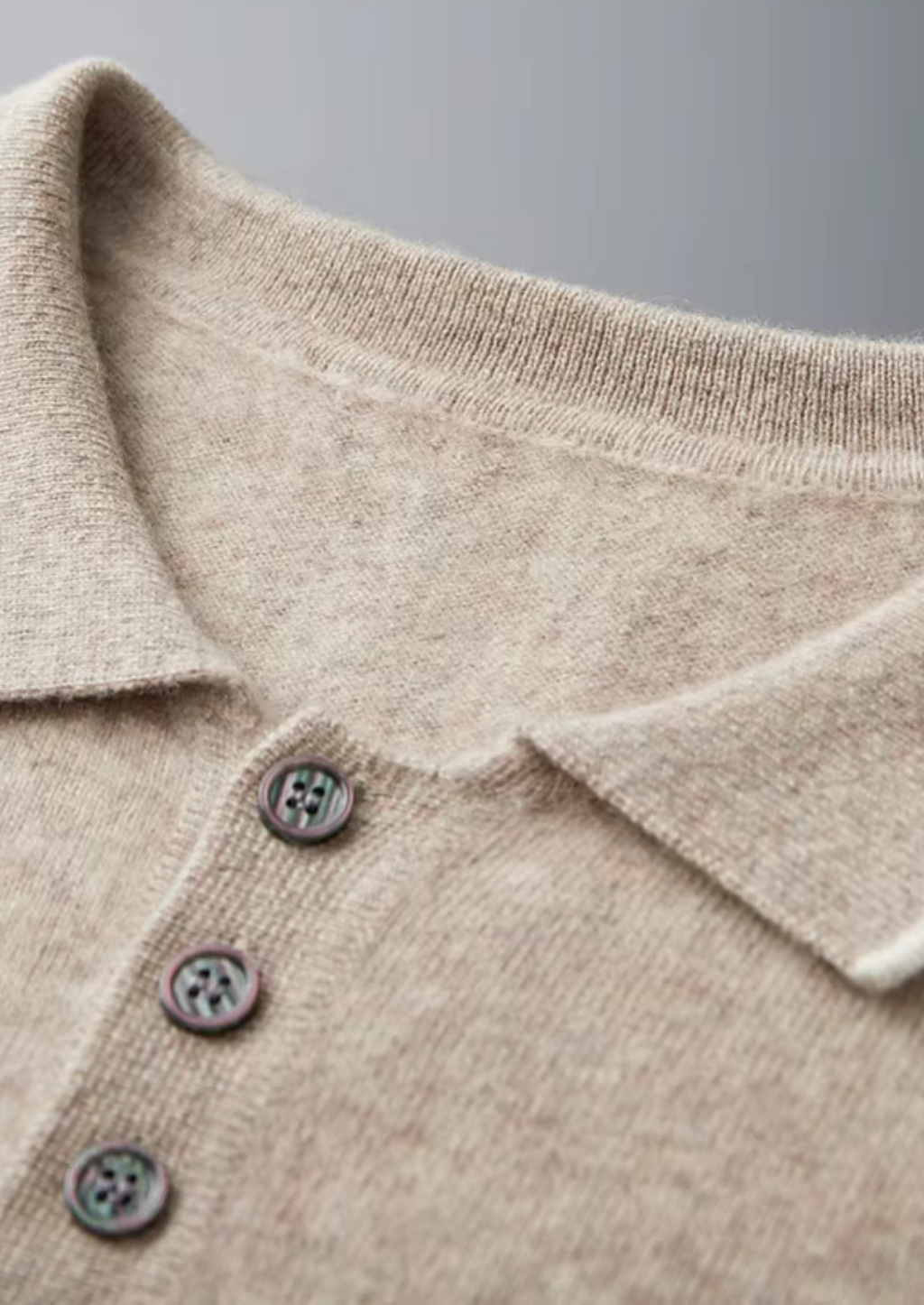 Premium Cashmere Two Tone Button Polo