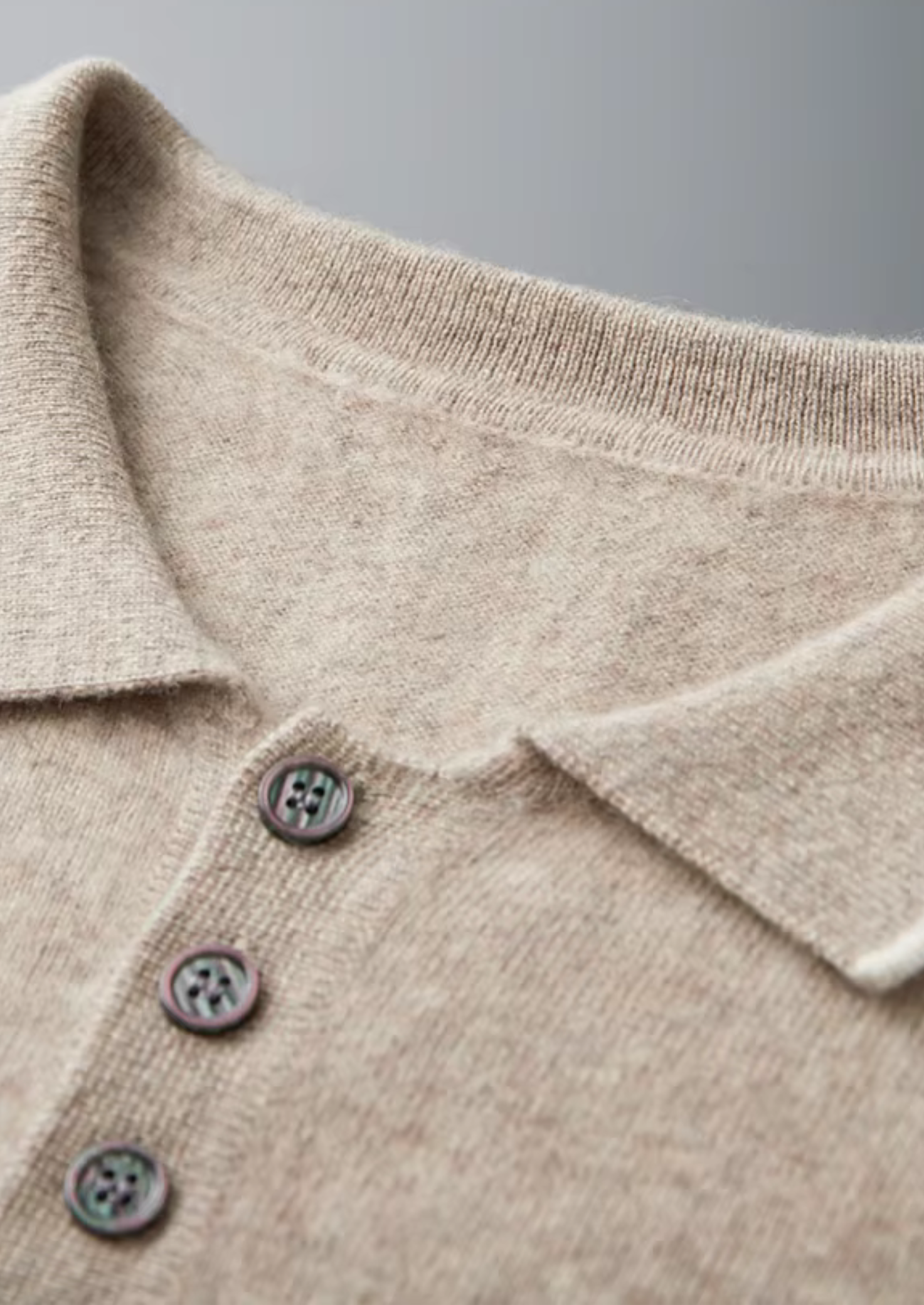 Premium Cashmere Two Tone Button Polo