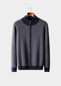 Premium Cashmere Jacquard Zip Cardigan
