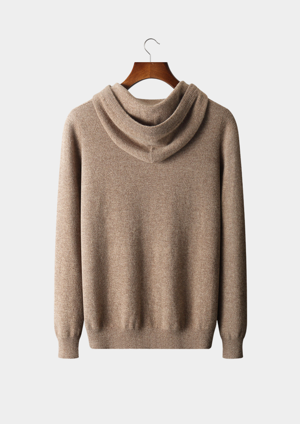 Pure Extra-Fine Merino Wool Beige Leisure Hoodie