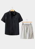 Dolcevita Shortsleeve Summer Set - Black/beige