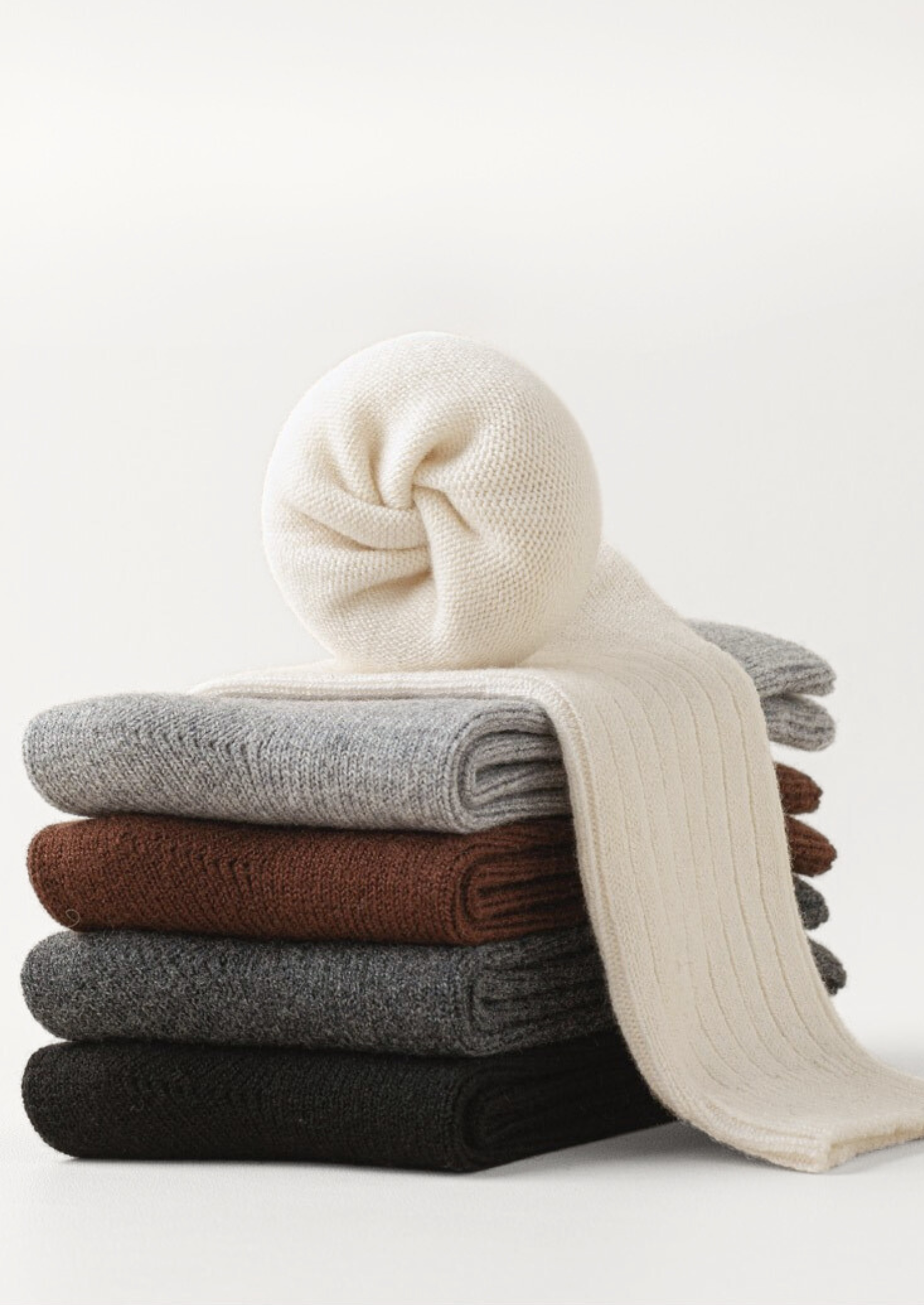 Coffee Ultra-Soft Ribbed Merino Wool Socks