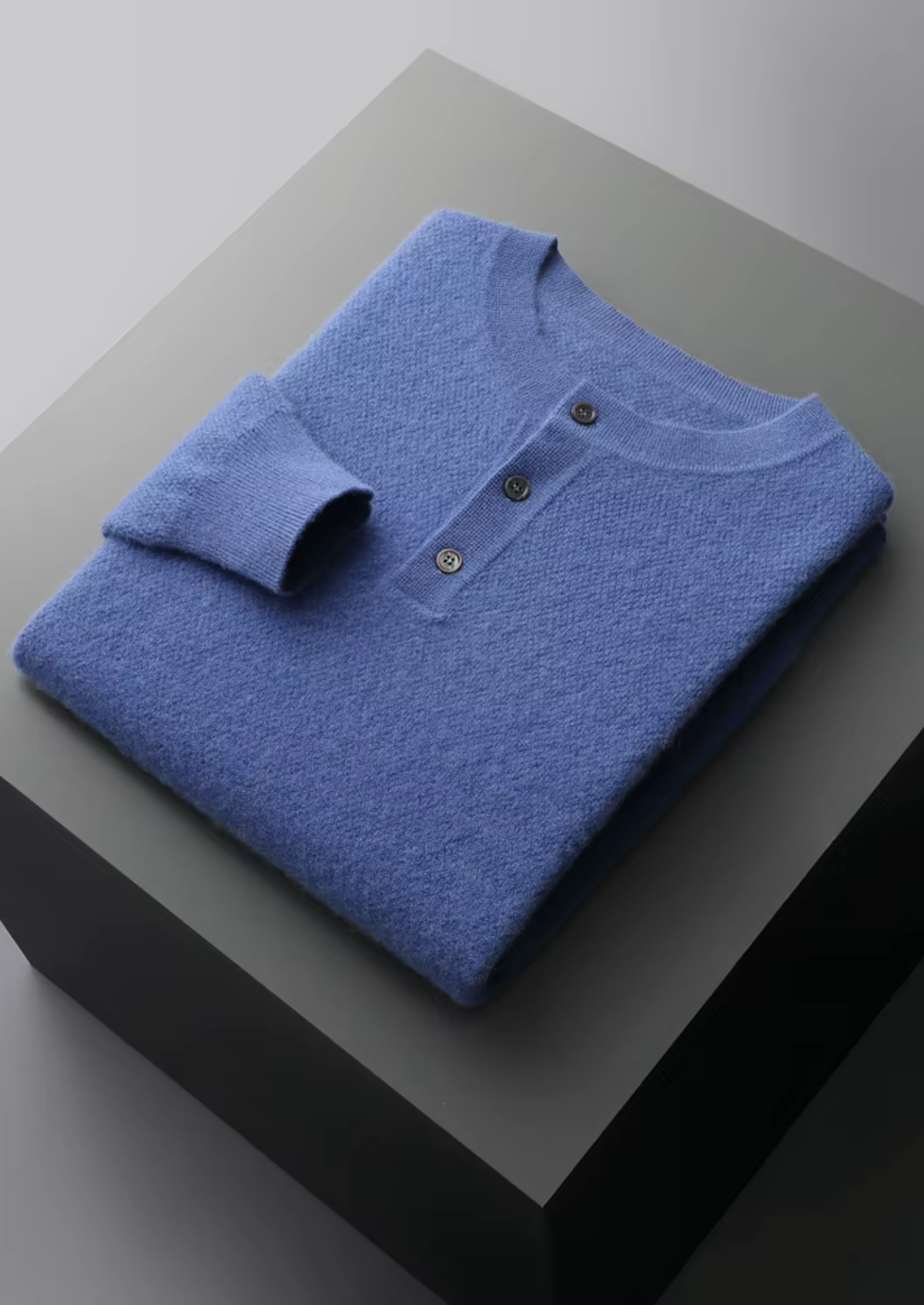 Premium Cashmere Classic Henley Sweater