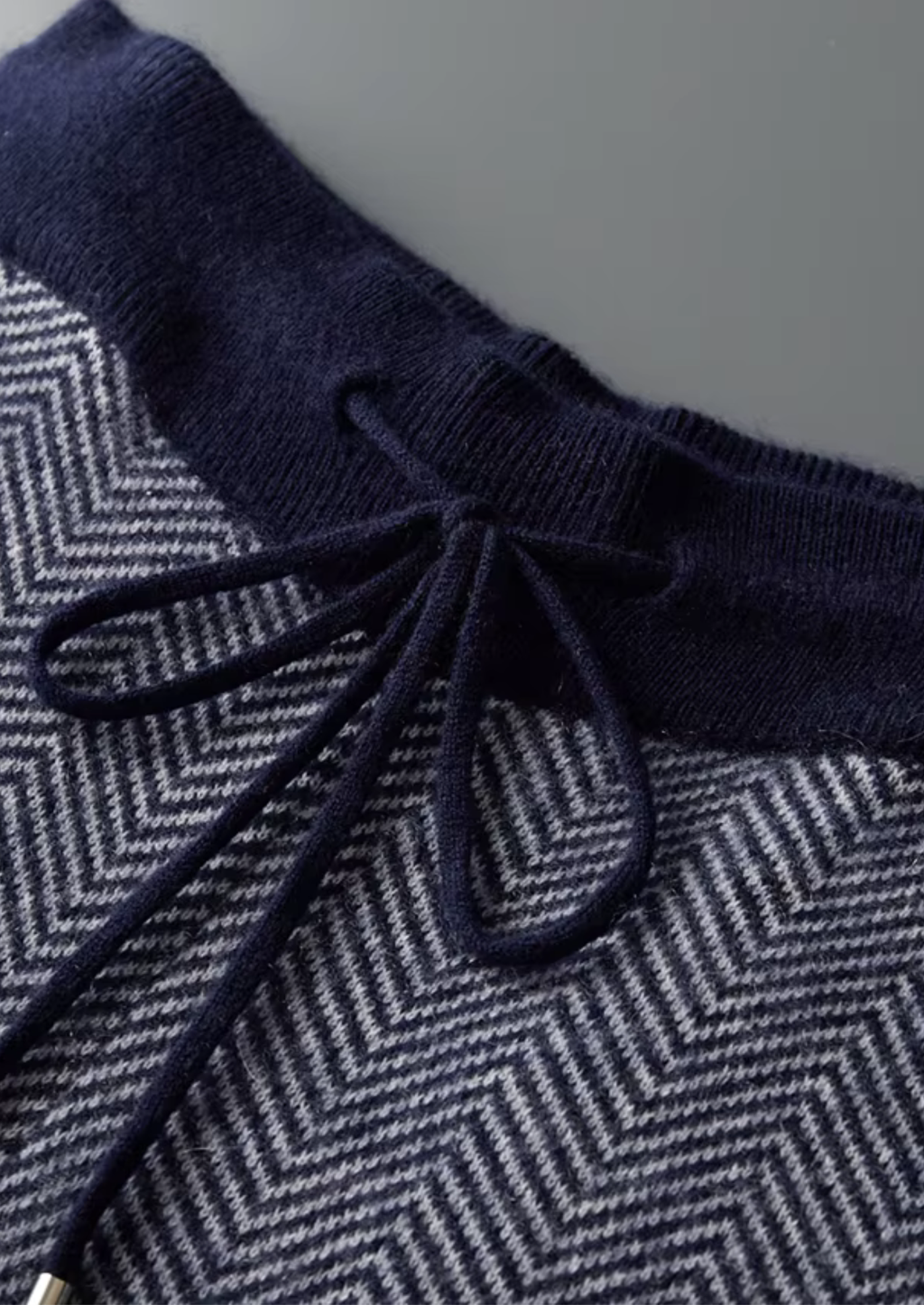 Pure Extra-Fine Merino Wool Navy Blue Herringbone Set