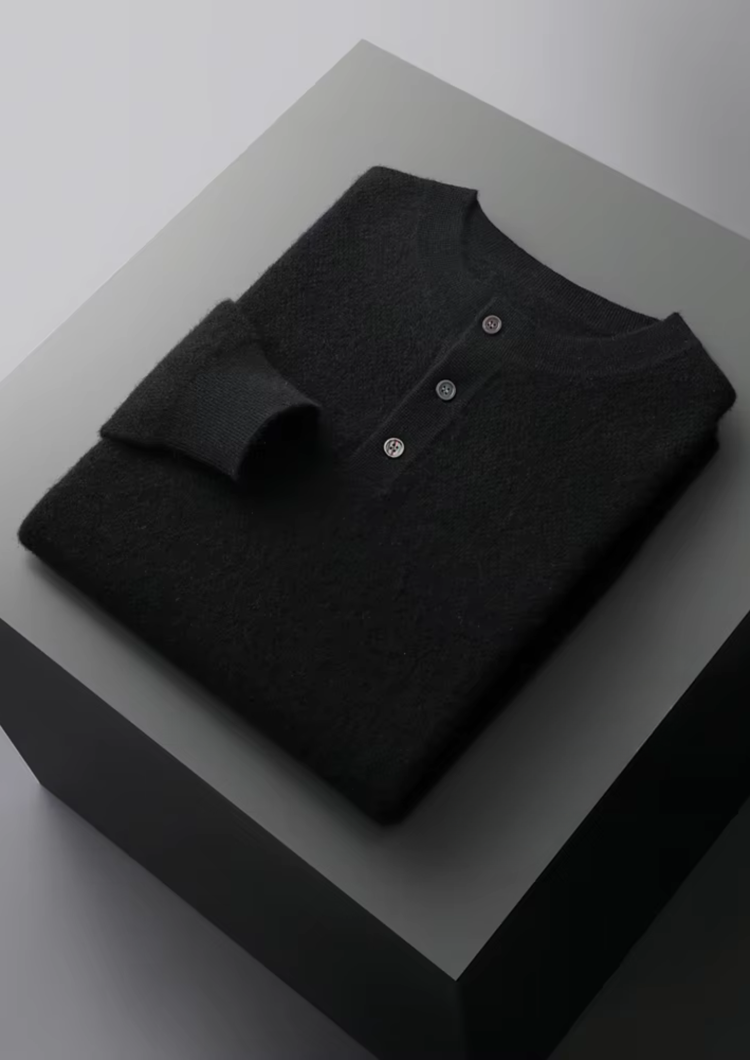 Premium Cashmere Classic Henley Sweater