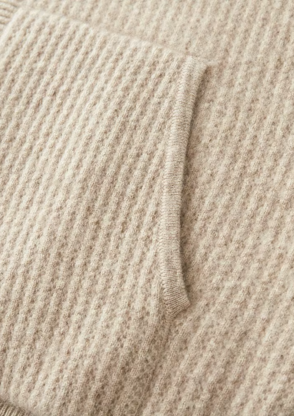Pure Extra-Fine Merino Wool Ribbed Zipper Hoodie
