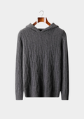 Pure Cashmere Dark Gray Cable Knit Hoodie