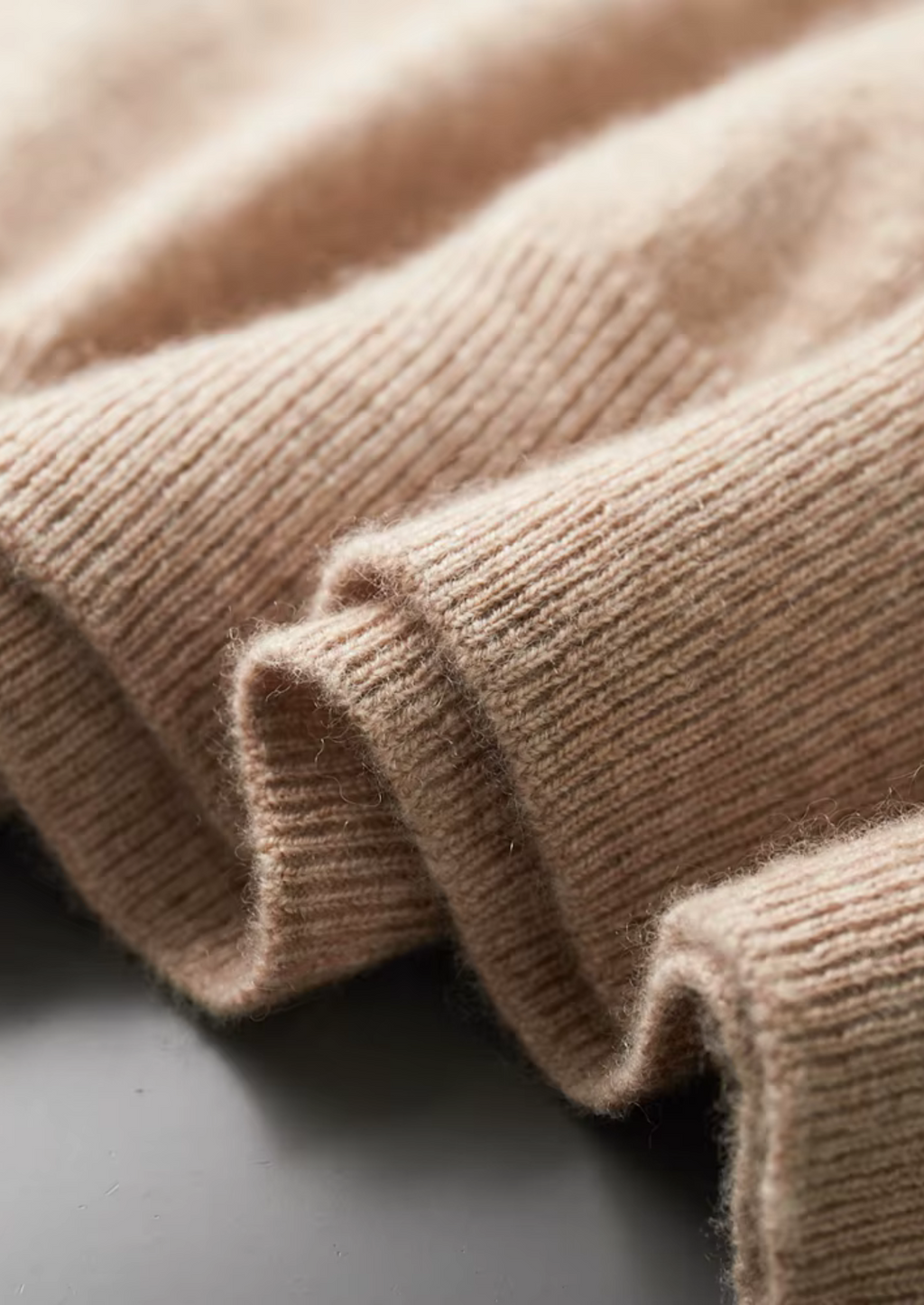 Premium Cashmere Classic Crewneck T-Shirt - Light Beige