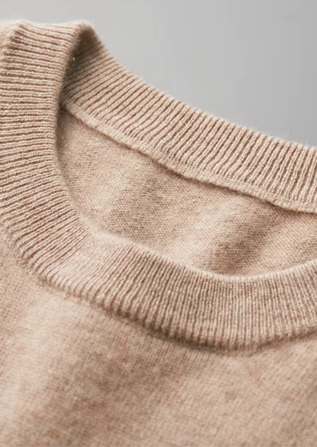 Premium Cashmere Classic Crewneck T-Shirt - Light Beige