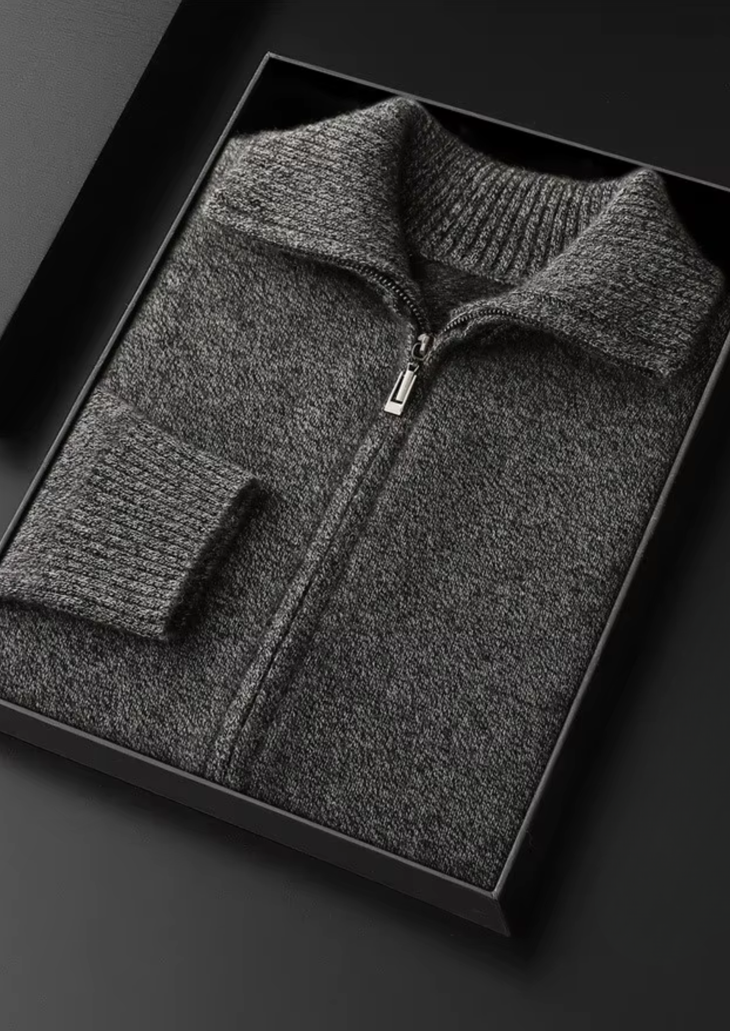 Pure Cashmere Heather Gray Funnel Neck Cardigan