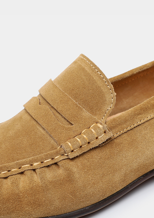 Caramel Classic Penny Suede Loafers