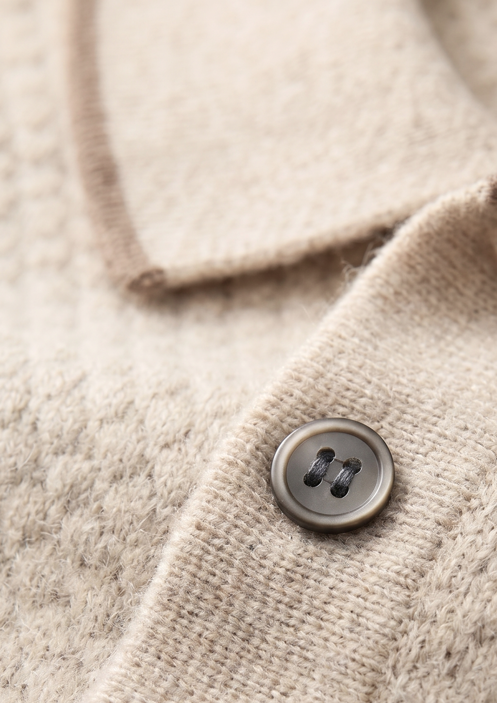 Premium Cashmere Ivory Two-Tone Polo