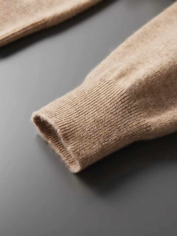 Pure Extra-Fine Merino Wool Beige Leisure Hoodie