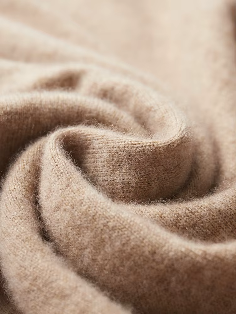 Pure Extra-Fine Merino Wool Beige Leisure Hoodie