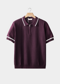 Purple Contrast Trim Zipper Polo