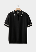 Black Contrast Trim Zipper Polo