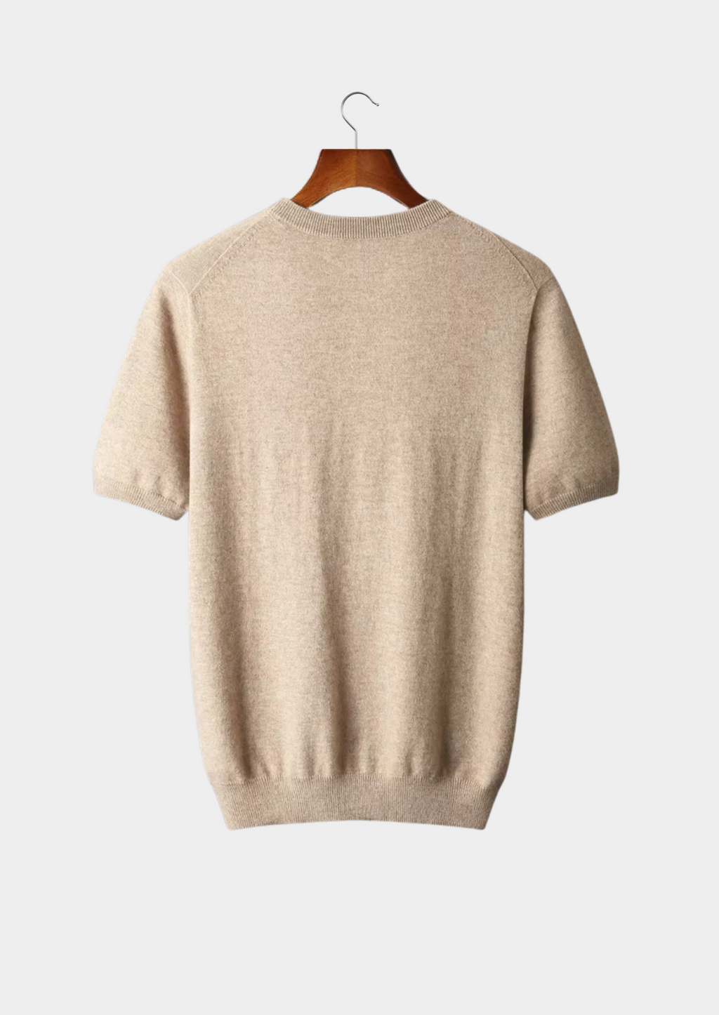 Premium Cashmere Classic Crewneck T-Shirt - Light Beige