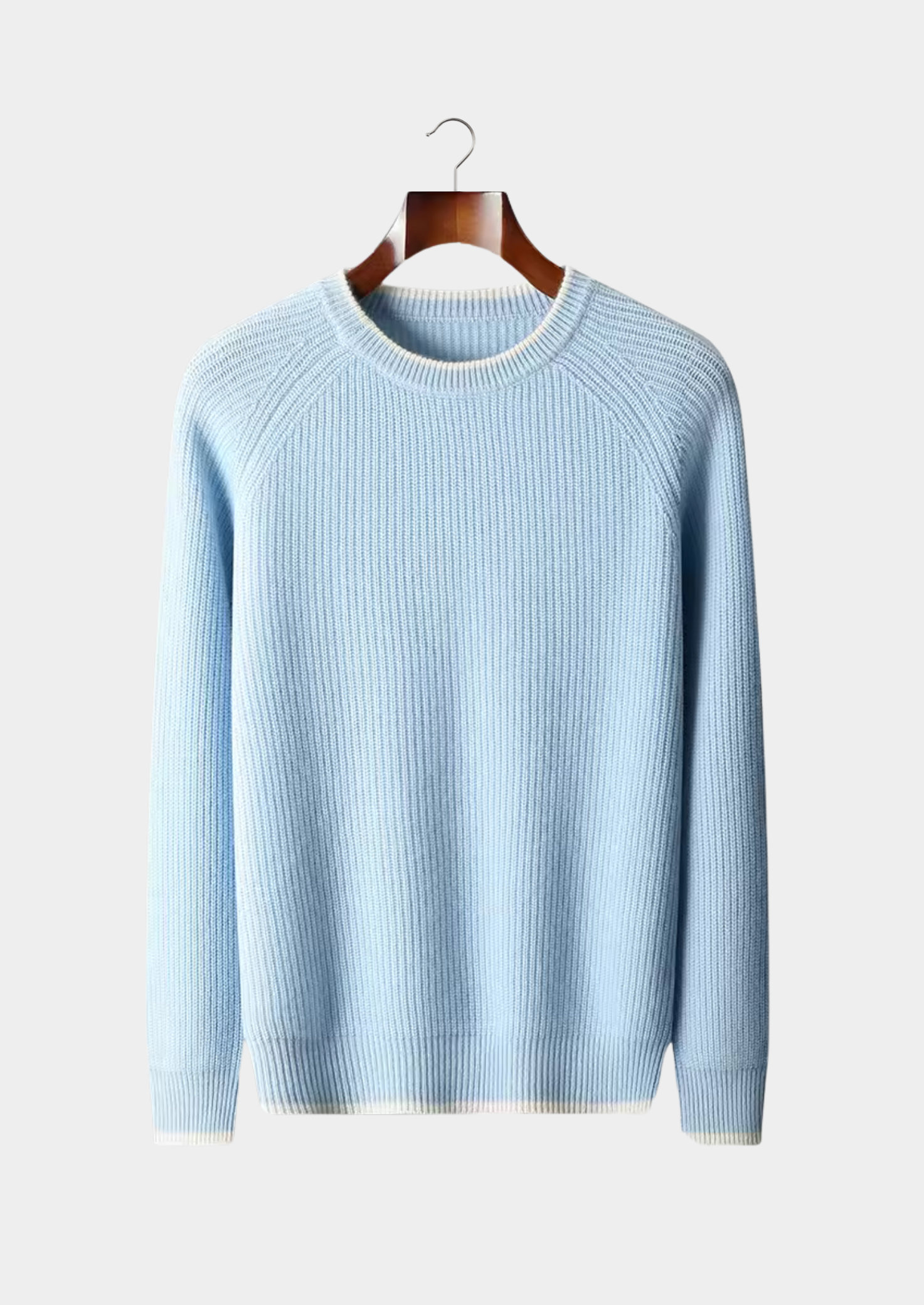 Pure Extra-Fine Merino Wool Two Tone Crewneck
