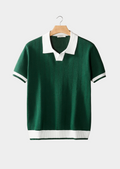 Green Contrast Textured Polo