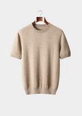 Premium Cashmere Classic Crewneck T-Shirt - Light Beige